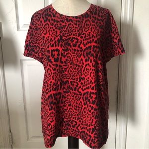 INC Red Animal Print Top
